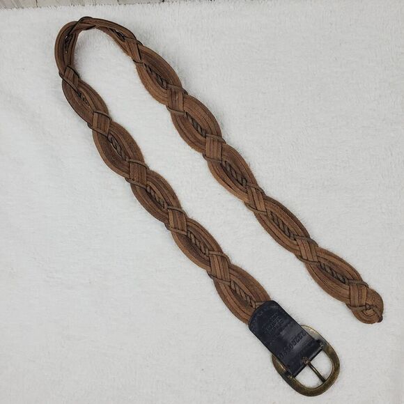 Jessica Simpson Leather Braided Belt Two Tone Brown Size Small - Picture 8 of 9